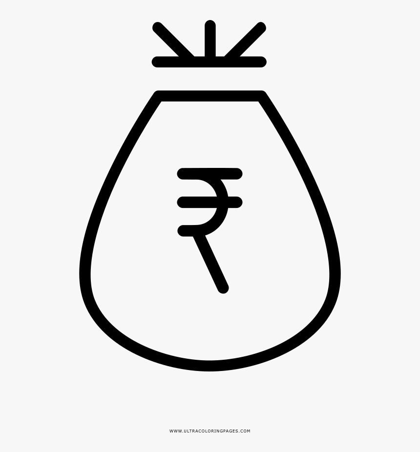 Money Bag Coloring Page - Rupee 