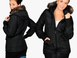 Black Winter Jacket For Women Png Free Download - Women Winter Png