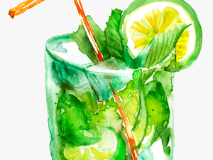 Lime Limegreen Mojito Coctail Watercolors Watercolor