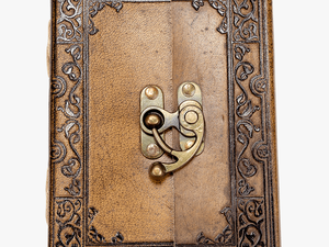 Ornate Border Leather Journal With Clasp - Motif