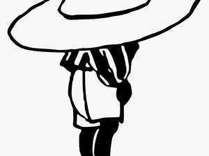 Child With Large Hat Clip Arts - Big Hat Clipart Black And White