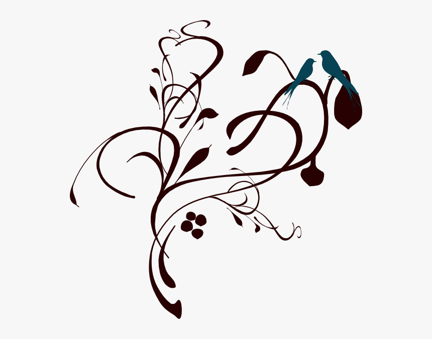 Birds On A Branch Svg Clip Arts - Black And White Wedding Borders