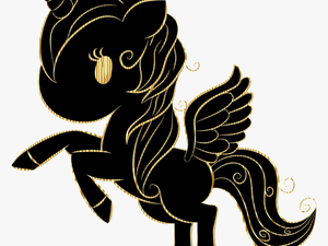 Cuddly Unicorn By Annalise1988 Silhouette With Gold - Silhouette Unicorn Black And White Png