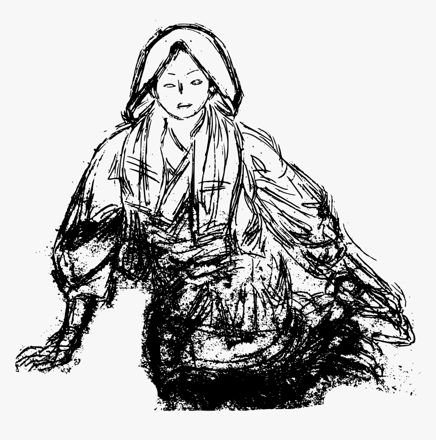 Sketch Of Woman Sitting Clip Art