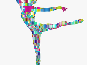 Ballet Dancer Mosaic Silhouette Woman - Transparent Background Dancing Png