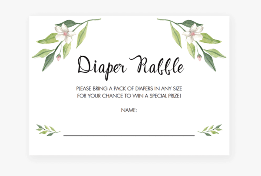 Green Foliage Baby Shower Diaper Raffle Tickets Printable - Diaper Raffle Tickets Template