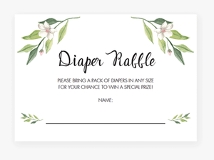 Green Foliage Baby Shower Diaper Raffle Tickets Printable - Diaper Raffle Tickets Template