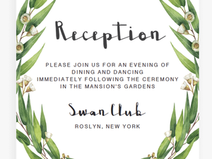 Watercolor Greenery Wedding Reception Invitation Template - Illustration