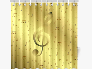 Golden Music Notes Shower Curtain 72 X72 - Curtain