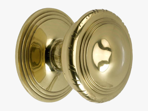 Large Circular Polished Brass Centre Door Knob - Hubcap