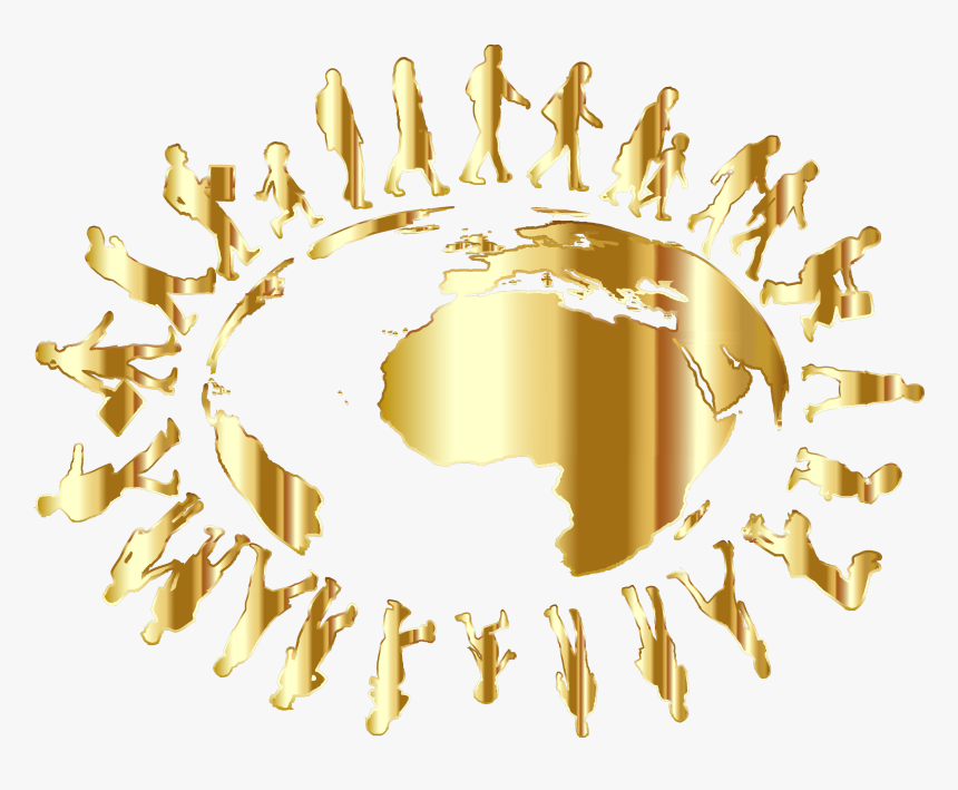 People Circling Around The Earth Gold Clip Arts