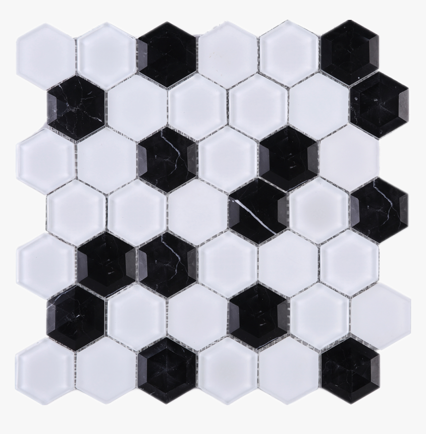3d Hexagon Honey Comb Black And White Glass And Mosaic - Mosaic In Honey Comb