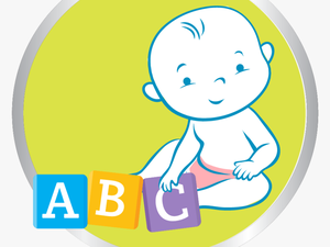 Baby Playing Abc Blocks Icon - Circle