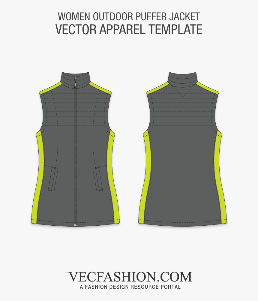 Outdoor Puffer Template Vecfashion - Round Neck Black Shirt Template