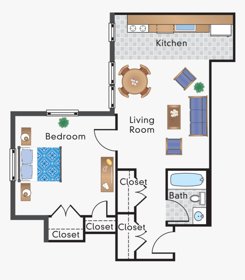 1 Bedroom 1 Bathroom Apartment F