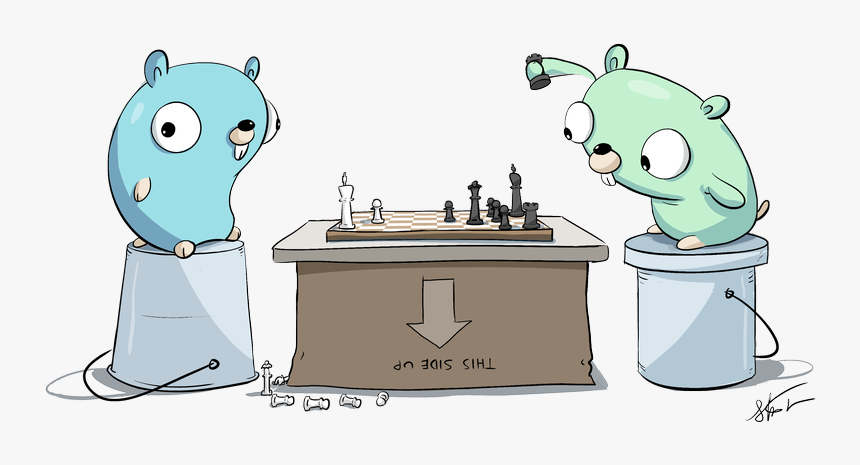 Gophers Playing Chess - Cartoon