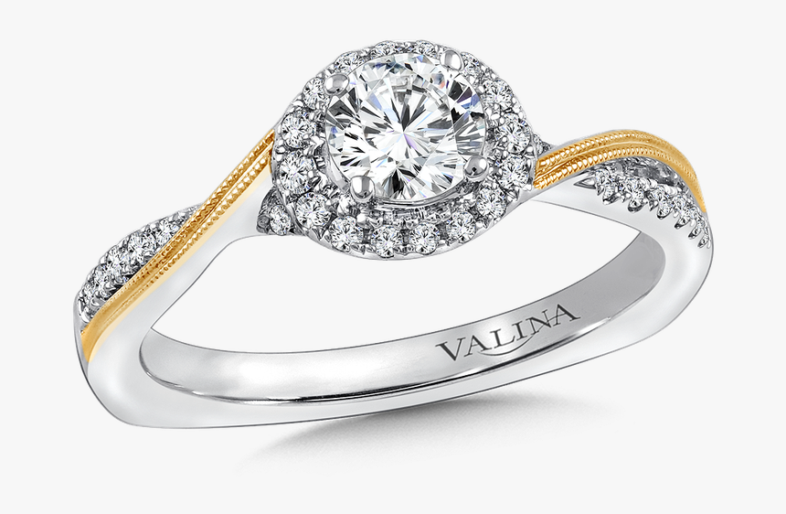 Valina Halo Engagement Ring Mounting In 14k White/yellow - Pre-engagement Ring