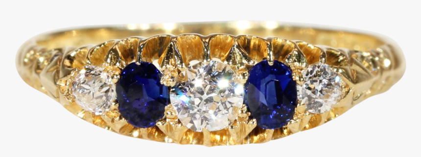 Antique Sapphire Diamond Gold Ring Hallmarked - Sapphire And Diamond Gold Ring Antique