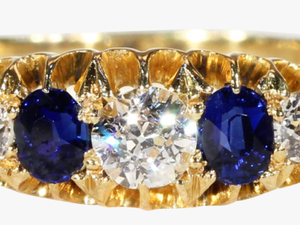 Antique Sapphire Diamond Gold Ring Hallmarked - Sapphire And Diamond Gold Ring Antique