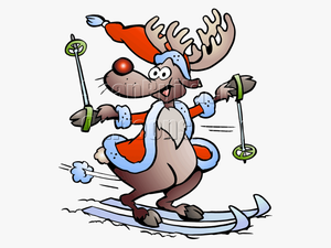 Christmas Reindeer Skiing - Reindeer Playing Sport