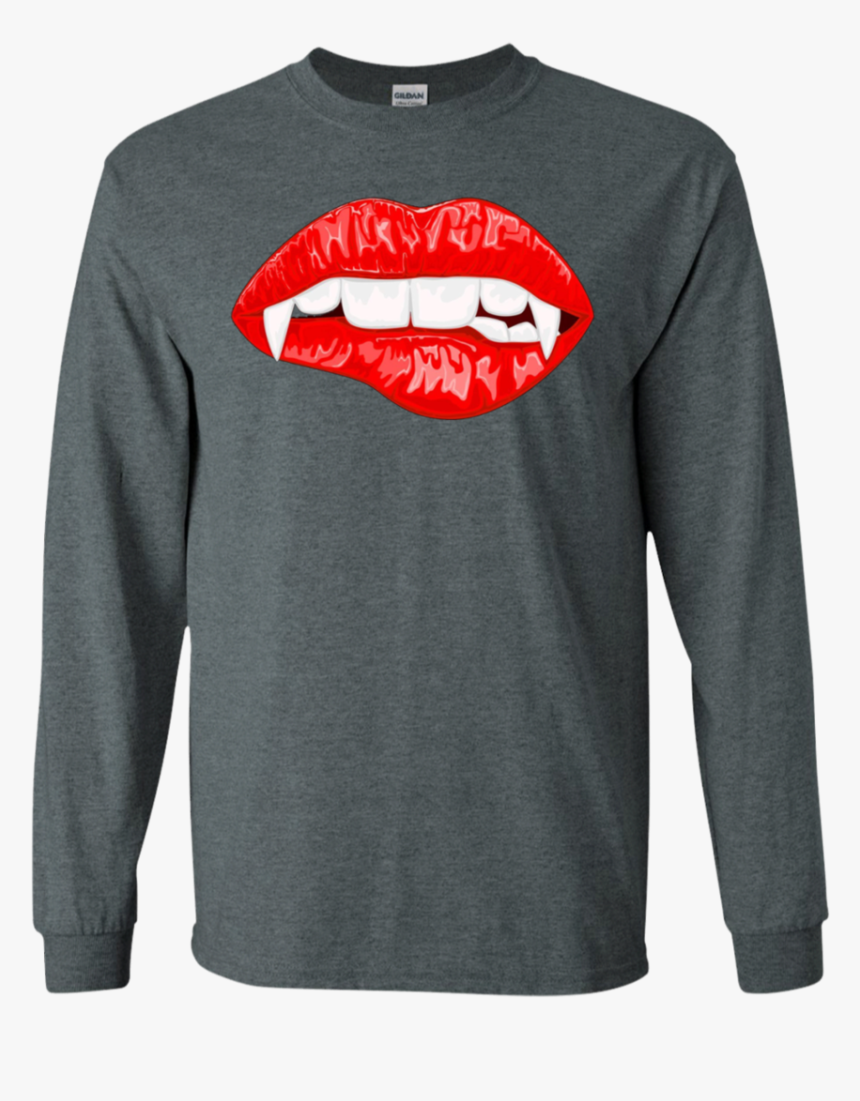 Red Female Lips With Vampire Fangs Halloween Horror - Shirt