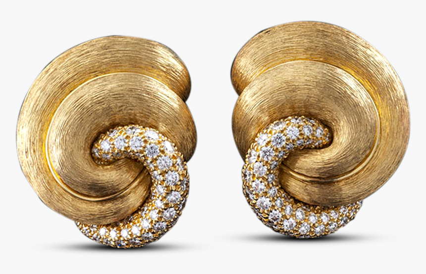 Gold And Diamond Swirl Earrings 