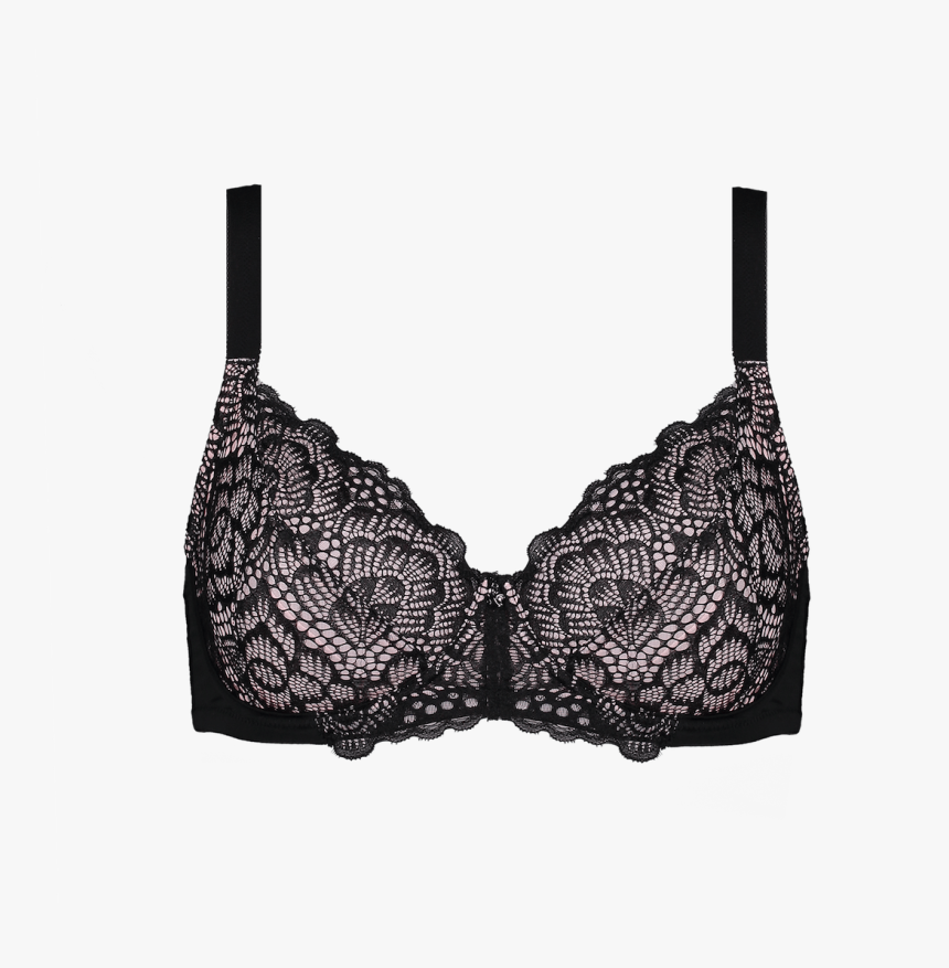 Enhanced Support Graphic Lace Bra Black &amp; Pale Pink - Brassiere