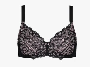 Enhanced Support Graphic Lace Bra Black & Pale Pink - Brassiere