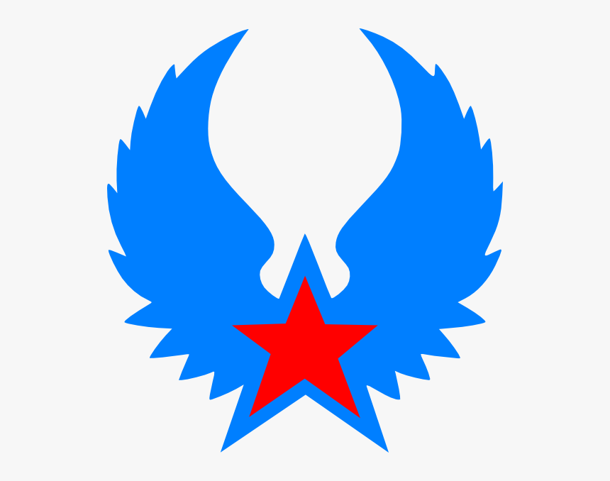 Red Star Blue Wings Svg Clip Art