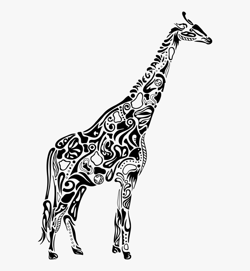 Tribal Giraffe Mom And Baby - Giraffe Drawing With Patterns