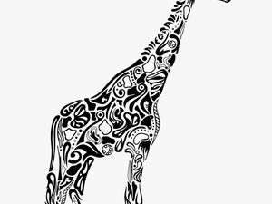 Tribal Giraffe Mom And Baby - Giraffe Drawing With Patterns