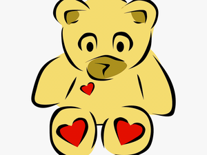 Transparent Yellow Teddy Bear Cartoon For Valentines - Teddy Bears With Hearts