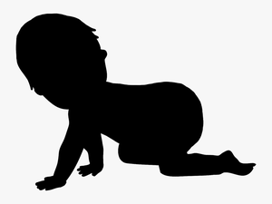 Baby Silhouette Boy - Baby Crawling Clipart Black And White