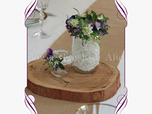 Set Of 2 Purple Rustic Floral Jar Centerpiece Flowers