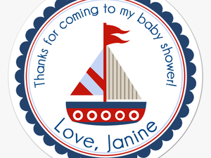 Nautical Sailboat Personalized Sticker - Nautical Baby Shower Invitations