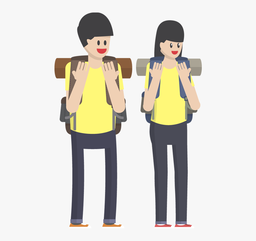 Young Happy Couple Traveling Together - Animated Tourist Transparent Background