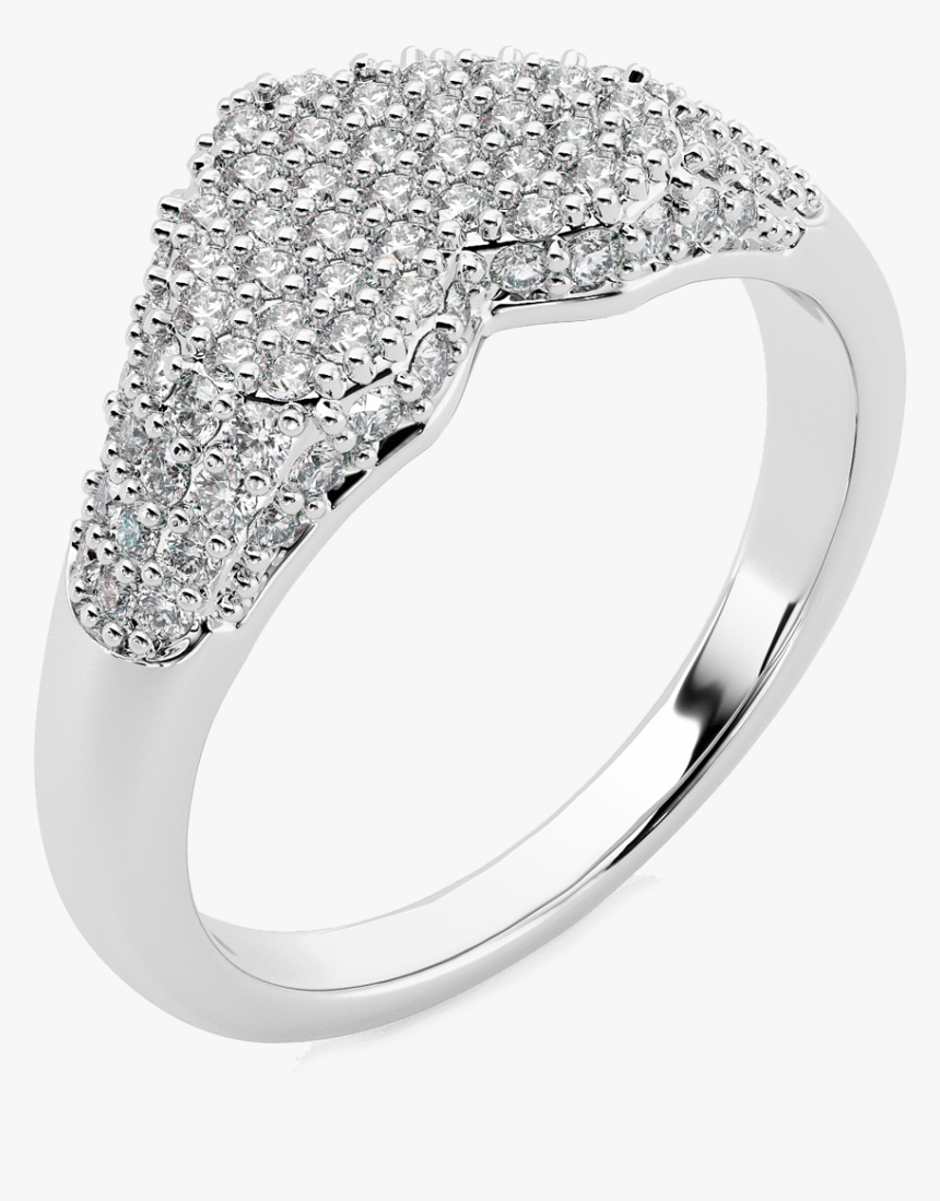 Diamond Heart Pave Signet Ring -