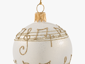 Glass Bauble Cream Colored With Musical Notes