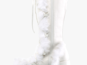Demonia White Furry Winter Faux Fur Boots - Cowboy Boot