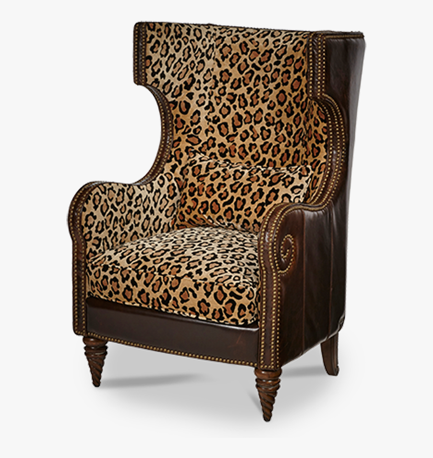 Light Espresso Finish Brown Leather Leopard Print Fabric - Leopard Print Wingback Chair