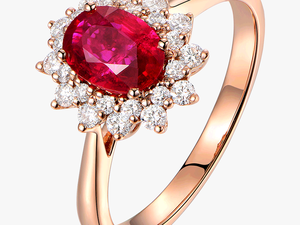 米莱珠宝 1 - 01克拉莫桑比克红宝石戒指 18k金（玫瑰）钻彩宝戒指 - Pre-engagement Ring