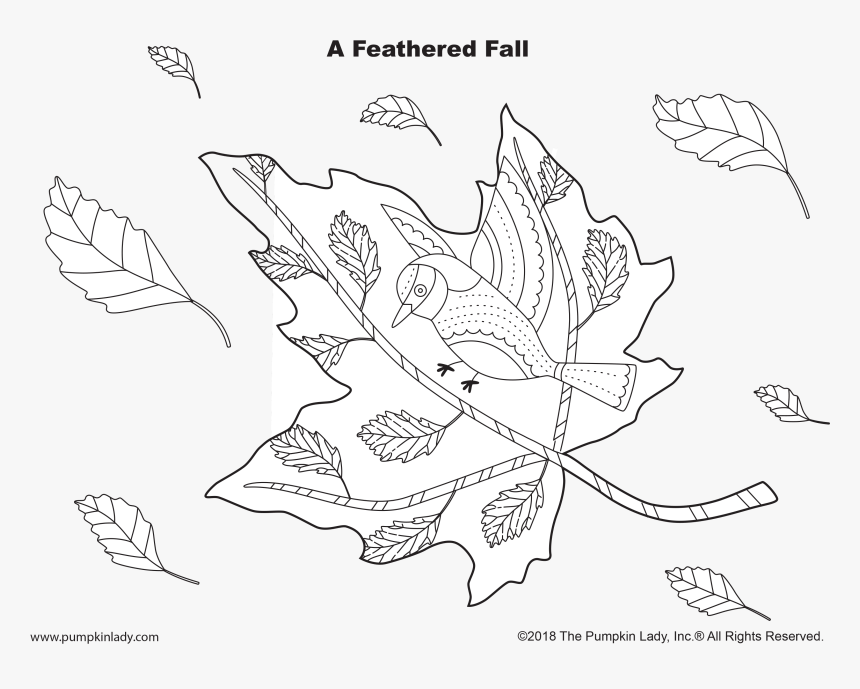 A Feathered Fall Halloween Coloring Page By The Pumpkin - Illustration