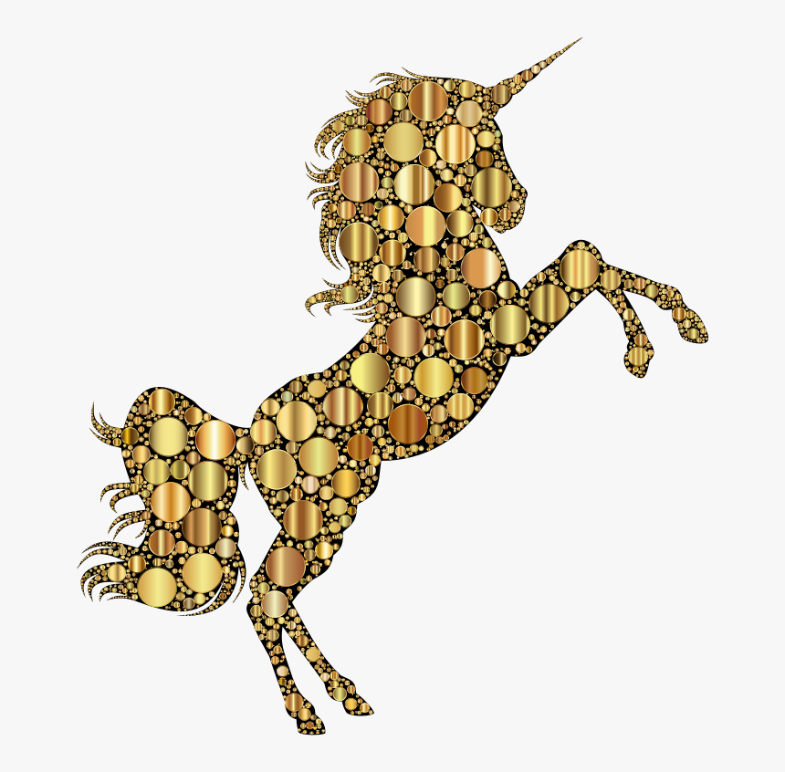 Gold Unicorn Silhouette 2 Circles - Unicorns With Gold Horn