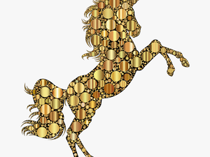 Gold Unicorn Silhouette 2 Circles - Unicorns With Gold Horn