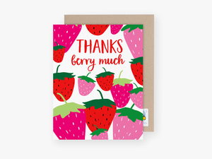 Birthday Thank You Card With Strawberries - Greeting Card
