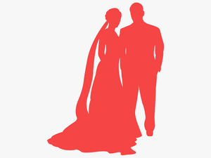 Silhouette Wedding Couple Red