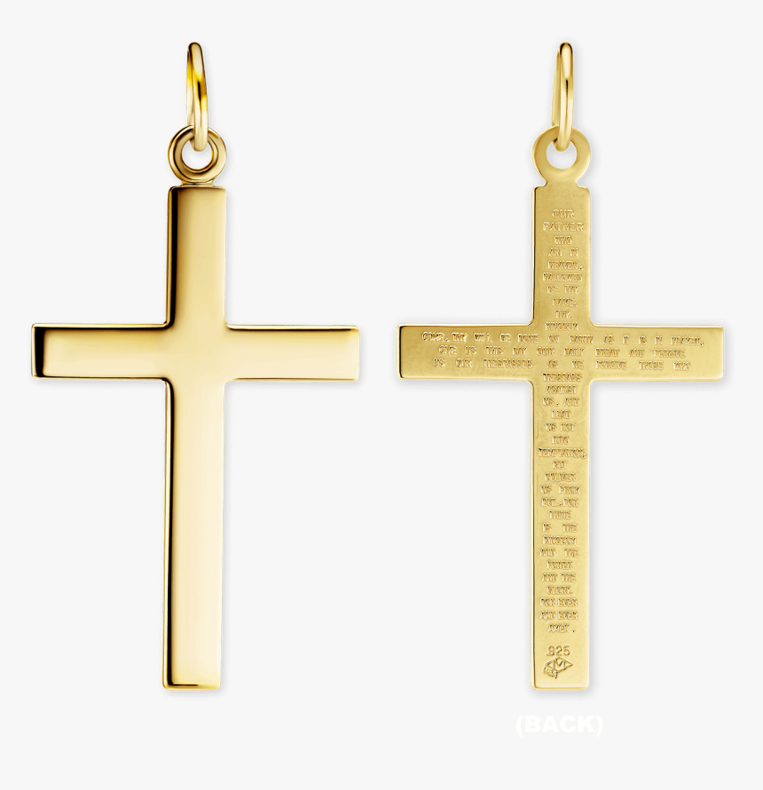14k Gold Cross Pendant With Lord S Prayer - Cross