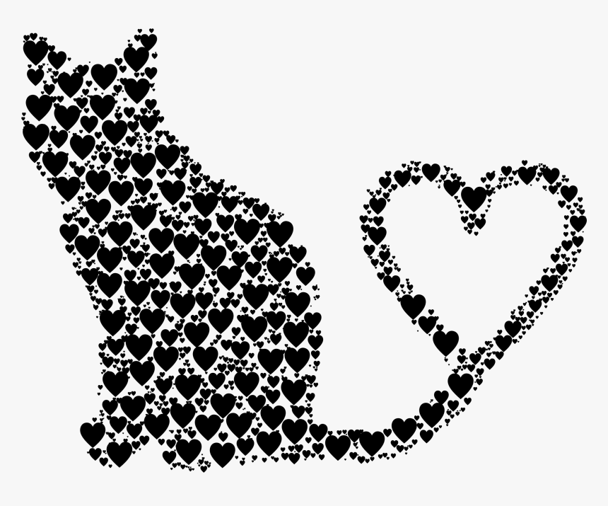 Transparent Snapchat Heart Filter Png - Silhouette Cat Heart