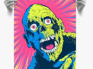 Tarman Hypno Brains Fluorescent Ap Screen Print - Tar Man Zombie Art