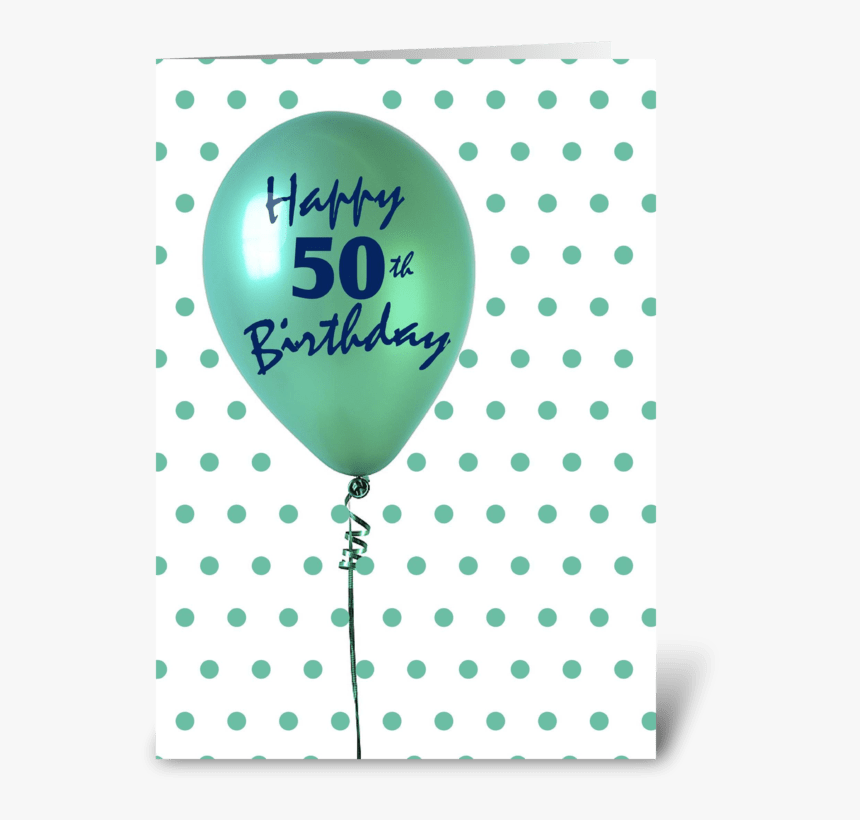 50th Birthday Balloon Greeting Card - Polka Dot